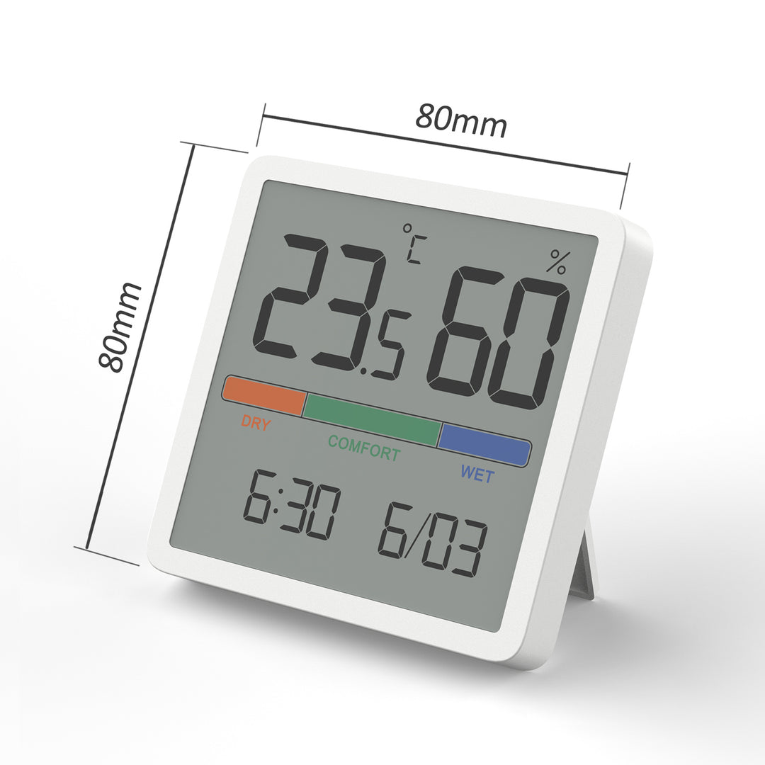 Termômetro/higrômetro com função de relógio e data, GreenBlue, bateria CR2032, faixa de temperatura de -9,9 graus C a +60 graus C., GB380