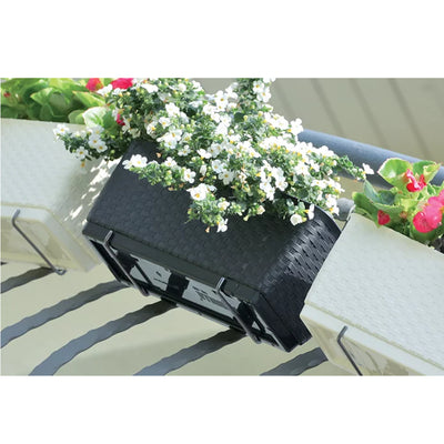 Caja de balcón con caja de flores colgante Ratolla Maceta con ganchos Plástico rectangular para interior y exterior (590x154x142mm, Umbra)