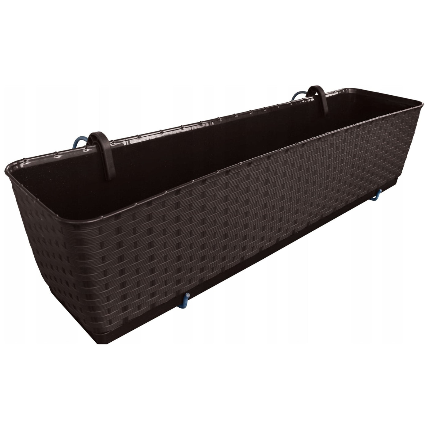 Caja de balcón con caja de flores colgante Ratolla Maceta con ganchos Plástico rectangular para interior y exterior (590x154x142mm, Umbra)