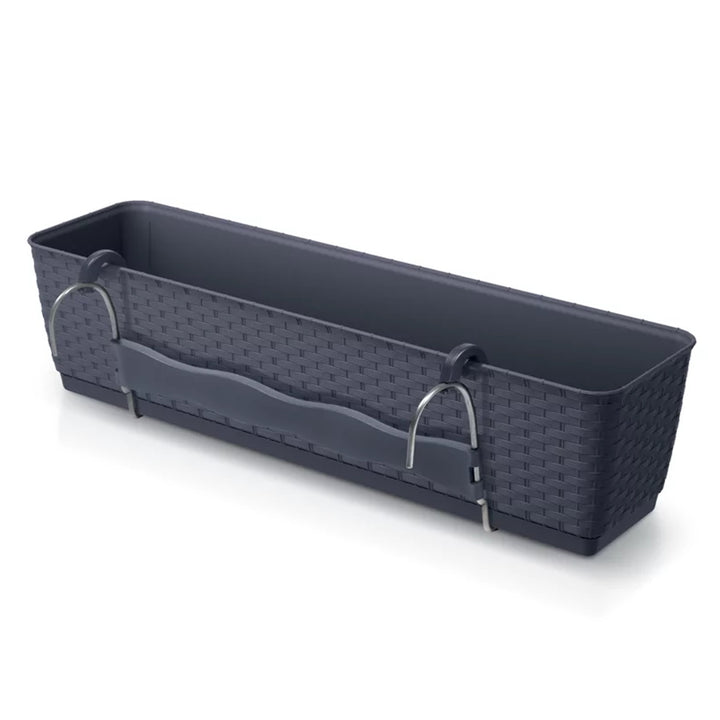 Ratolla Case Balcony Box con Jardinera Colgante Maceta con Ganchos Plástico Rectangular para Interior y Exterior (590x154x142mm, Antracita)