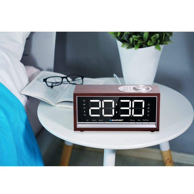 Rádio despertador com Bluetooth FM PLL rádio relógio com memória de 60 estações Alarme duplo Função Snooze display LED