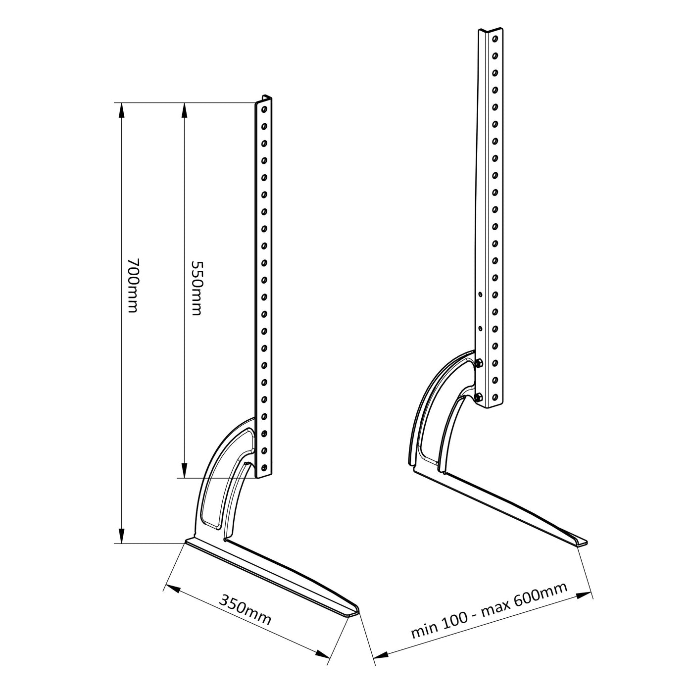 Suporte universal, pés Maclean TV, carga máxima 50kg, máx. VESA 800x500, para TV 32-70", MC-954