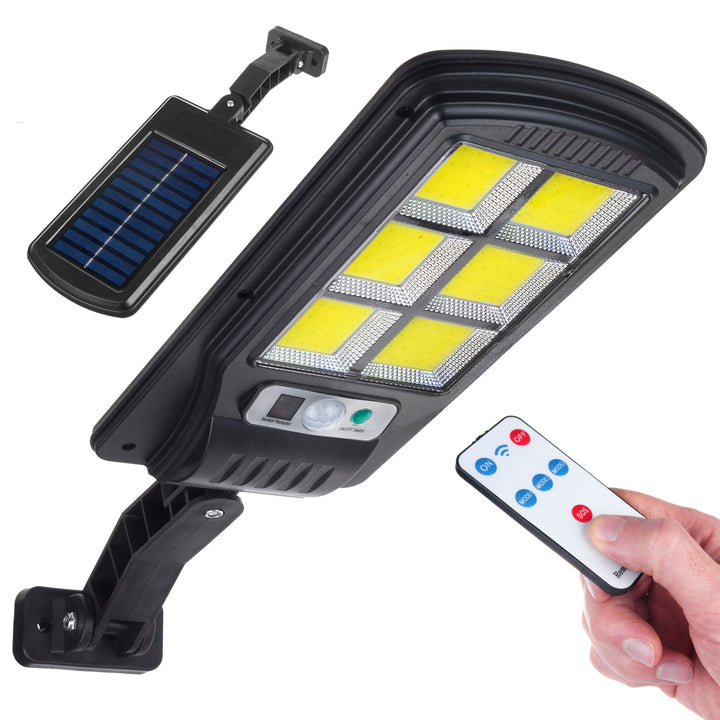 Farola LED solar con sensor de movimiento y mando a distancia Maclean IP54, 4W, 400lm, 6500K, Li-ion 1200 mAh, 3 modos de funcionamiento MCE446