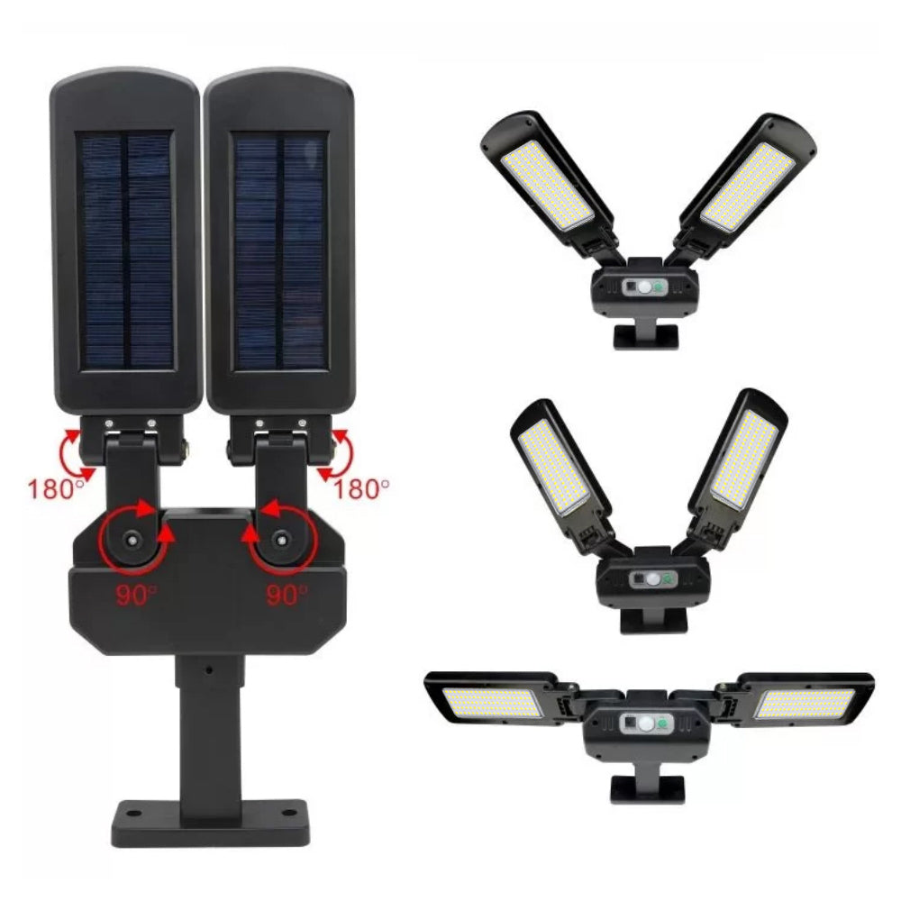 Poste solar LED com sensor de movimento e controle remoto Maclean IP54, 5W, 2x450lm, 6500K, Li-ion 2400 mAh, 3 modos de operação MCE447