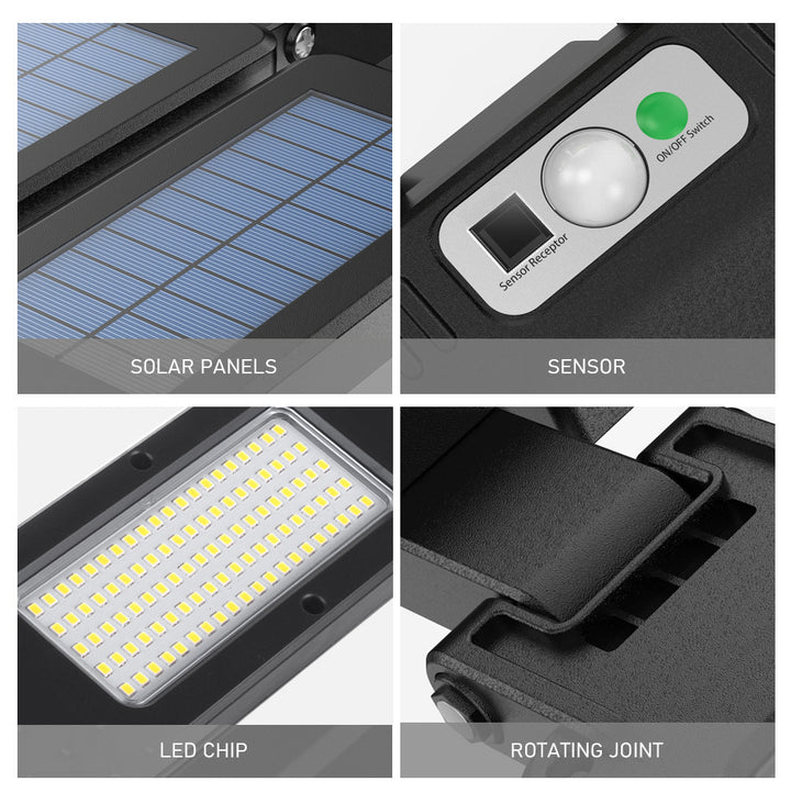 Poste solar LED com sensor de movimento e controle remoto Maclean IP54, 5W, 2x450lm, 6500K, Li-ion 2400 mAh, 3 modos de operação MCE447