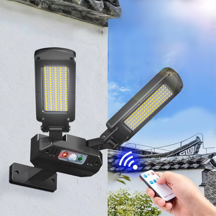 Farola LED solar con sensor de movimiento y mando a distancia Maclean IP54, 5W, 2x450lm, 6500K, Li-ion 2400 mAh, 3 modos de funcionamiento MCE447