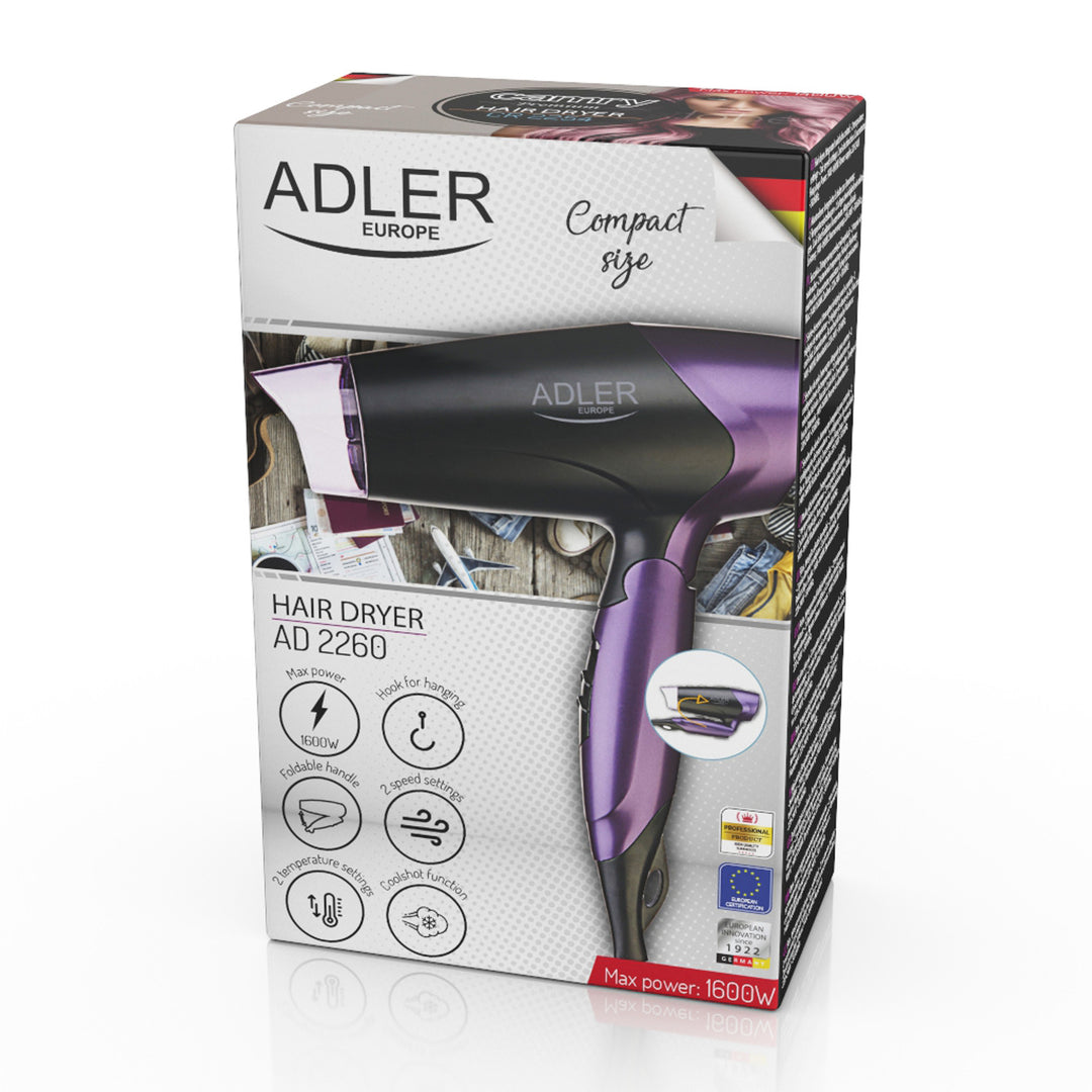 Secador 1600W com alça dobrável e concentrador de ar Adler AD 2260