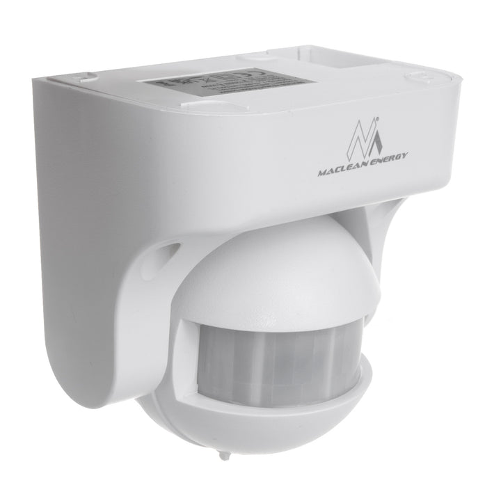 Maclean MCE358 W Sensor de Movimiento por Infrarrojos Sensor PIR de 180° con Sensor Crepuscular Infrarrojo IP44 | Uso en Interiores y Exteriores | Alcance hasta 12 m | Carga 300/1200W