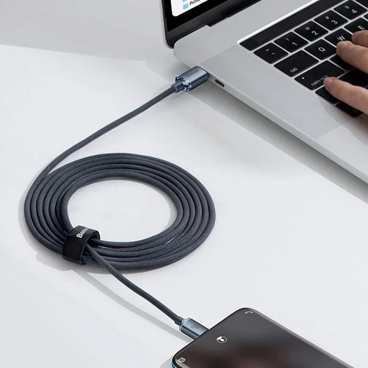 USB-C PD 2.0 1.2m Cabo Baseus Crystal CAJY000601 Carga Rápida 3.0 100W