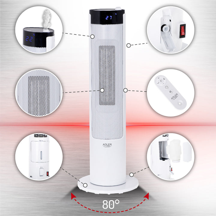 Aquecedor de coluna LCD com umidificador Adler AD 7730