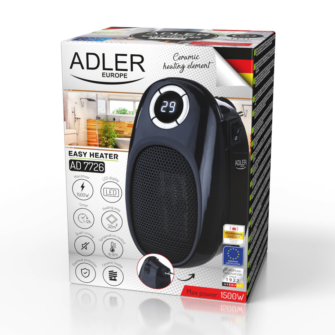 Aquecedor com ventilador Adler Easy Heater AD 7726 de 1500W com display LED