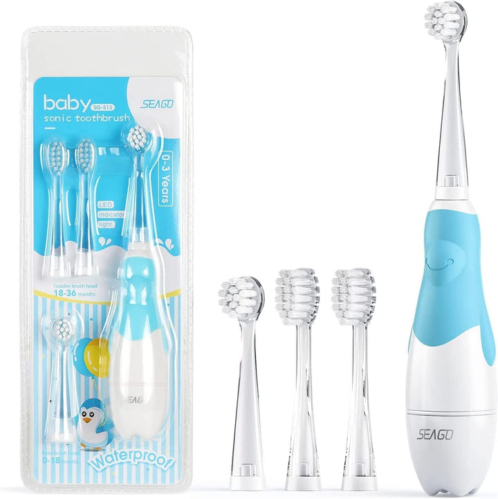 Escova de dentes sônica SEAGO para crianças, azul, 1xAA 1,5V (não incluída), 4 pontas, SG-513 Azul