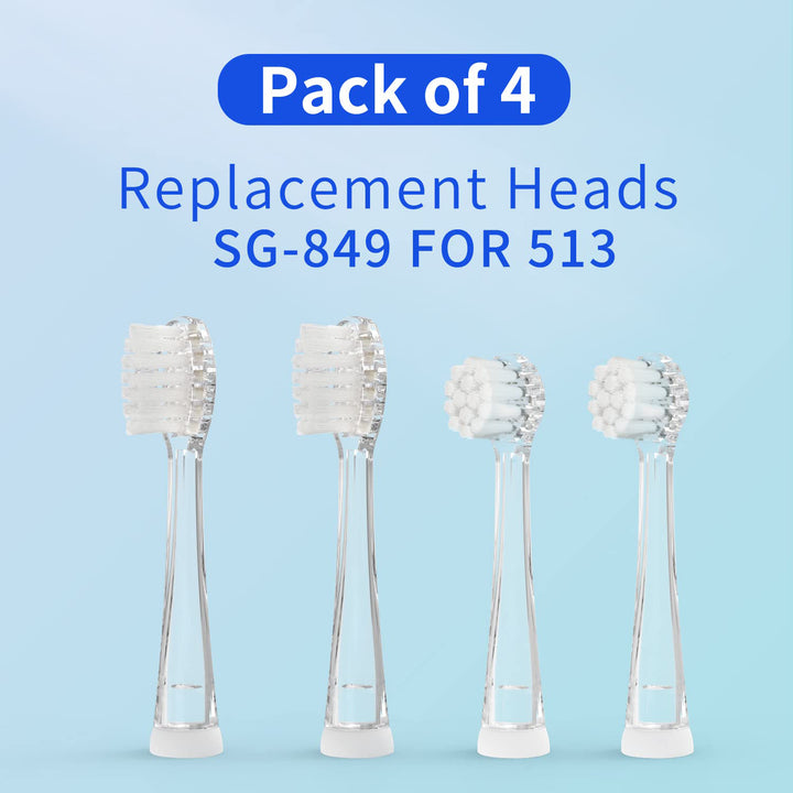 Conjunto de escova de dentes de reposição para SG-513 SEAGO, 4 peças, cor transparente, SG-513 de reposição