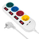 Faixa de extensão Maclean MCE229 W com soquetes Cabo de extensão com 4 tomadas + 2xUSB com interruptores, 250VAC/10A, 2,1A 5V, 1,5m, branco