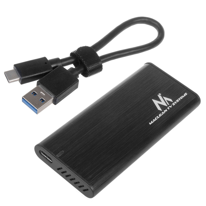 Carcasa para unidades Maclean, SSD M.2, NVMe (PCIe), NGFF (SATA), USB 3.1, tamaños 2230/2240/2260/2280, carcasa de aluminio, MCE443