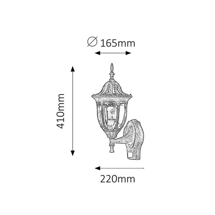 Candeeiro de parede de jardim Milano up60Wa.gold IP43 sense