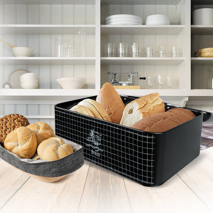 Maestro MR-1774-S Panera con tapa 30x20x15,7 cm Acero Negro