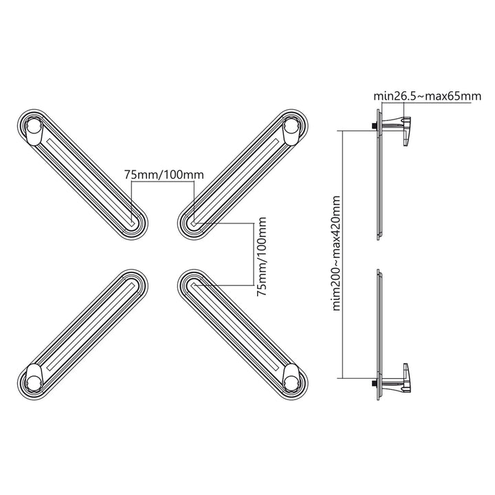 Maclean MC-899 Adaptador para telas sem padrão VESA preto, 13"-27, 8 kg máx.