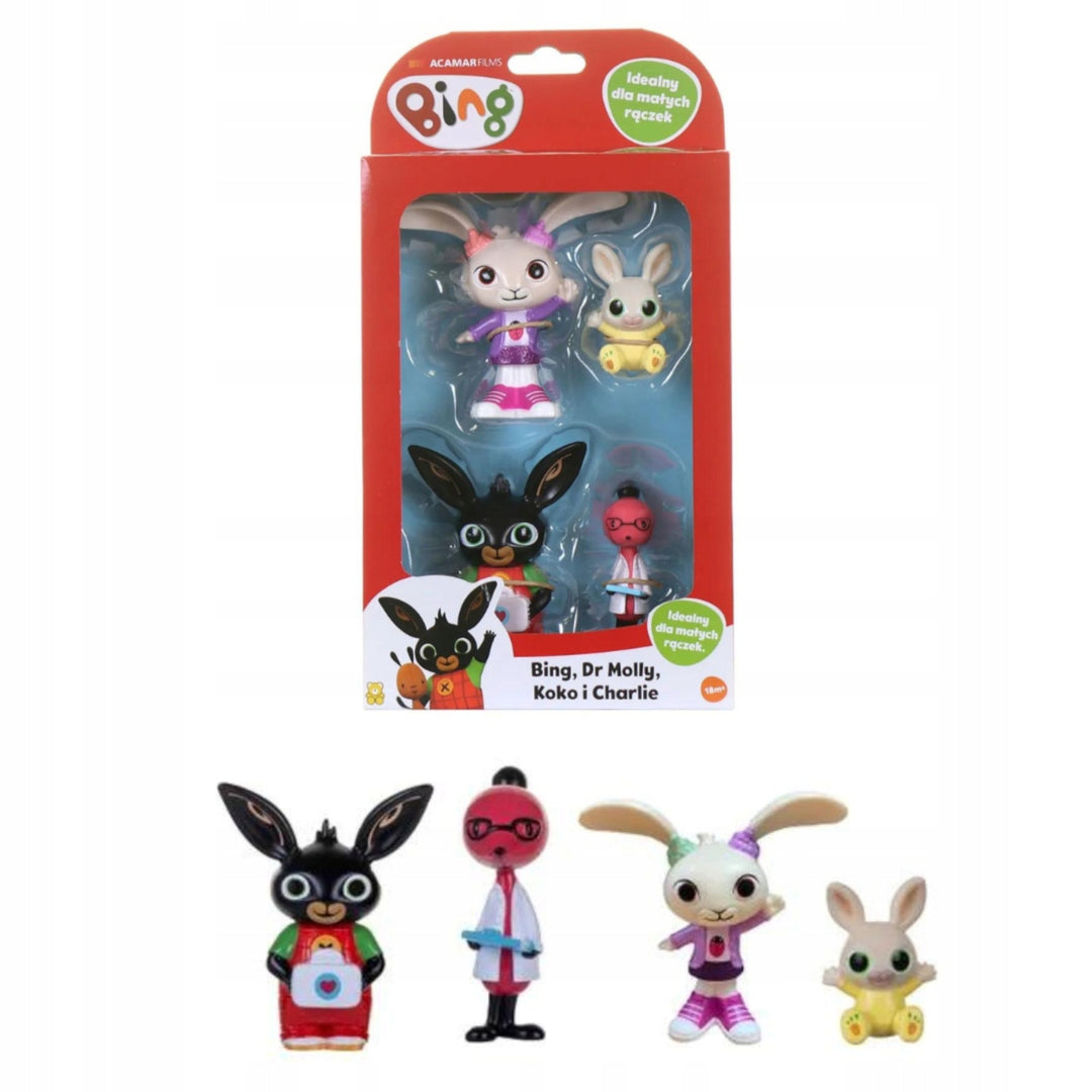 Conjunto de 4 figuras do Bing (Bing, Molly, Coco, Charlie)