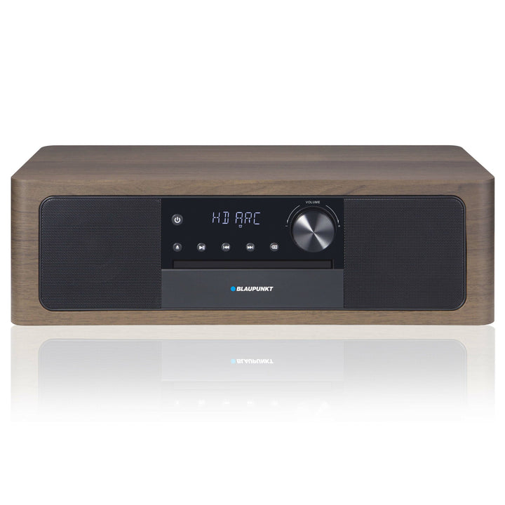 Microsistema con Bluetooth HDMI ARC 50 W RMS (2 x 25 W) Radio FM Reproductor de CD Pantalla LED Mando a distancia AUX Armario de madera