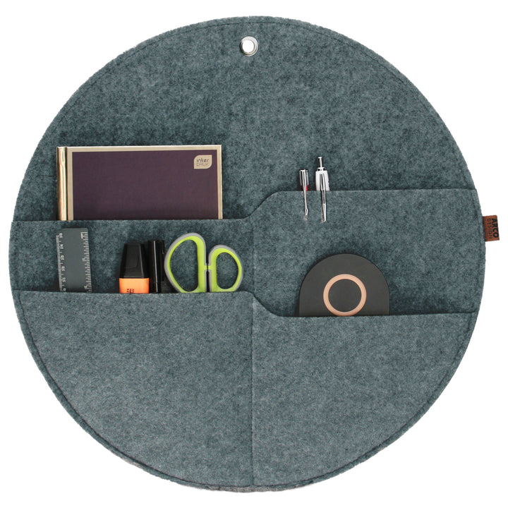 Roda organizadora de parede grande com bolsos cinza XL - 45 cm