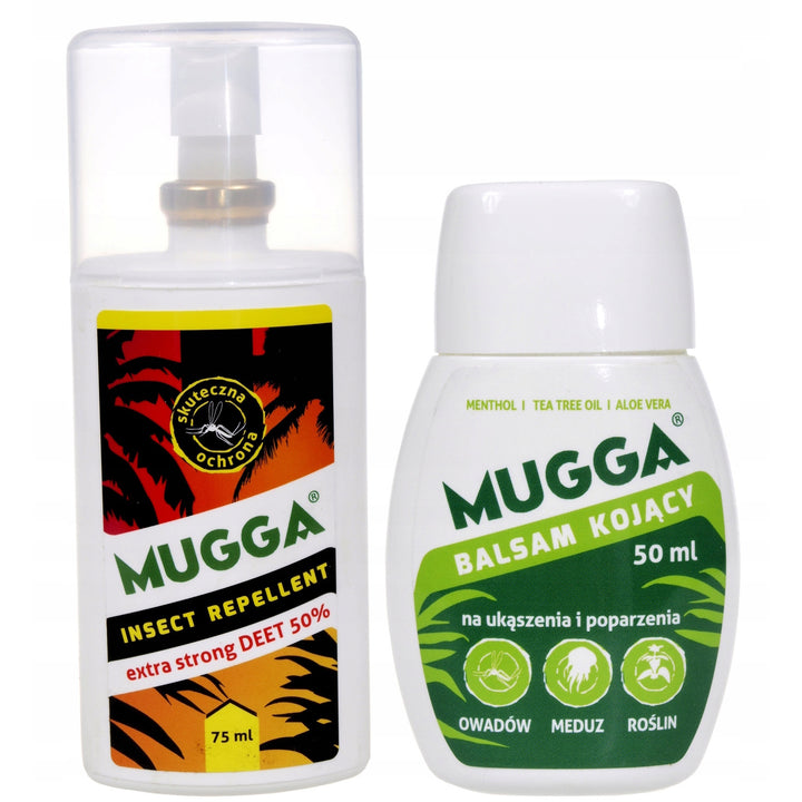 Mugga Fuerte 50% Deet para mosquitos garrapatas + Mugga Bálsamo