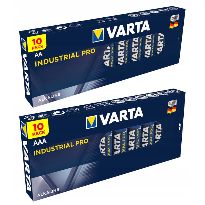 Conjunto de pilhas alcalinas Varta Industrial AA AAA 20 unid.