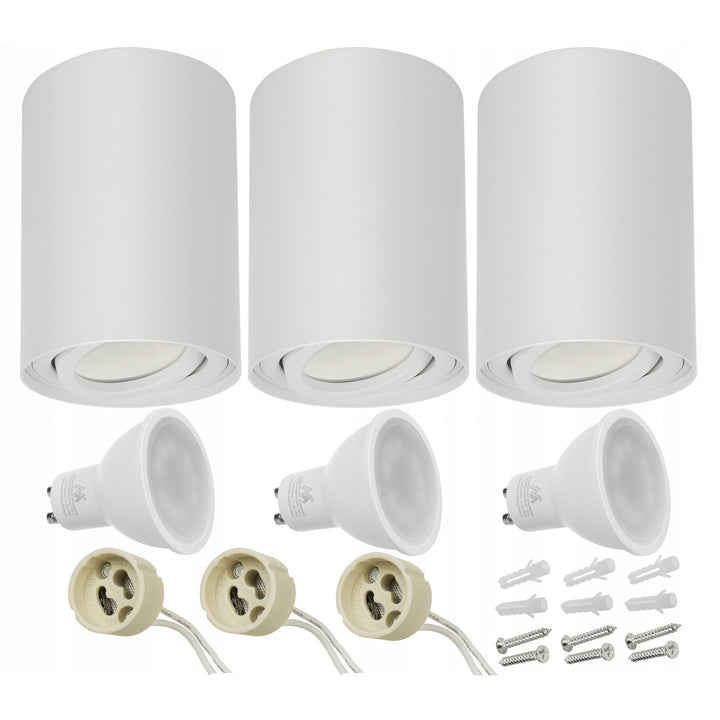 3x Maclean redondo plafond blanco MCE422 + 3x Bombilla LED GU10 5W 4000K