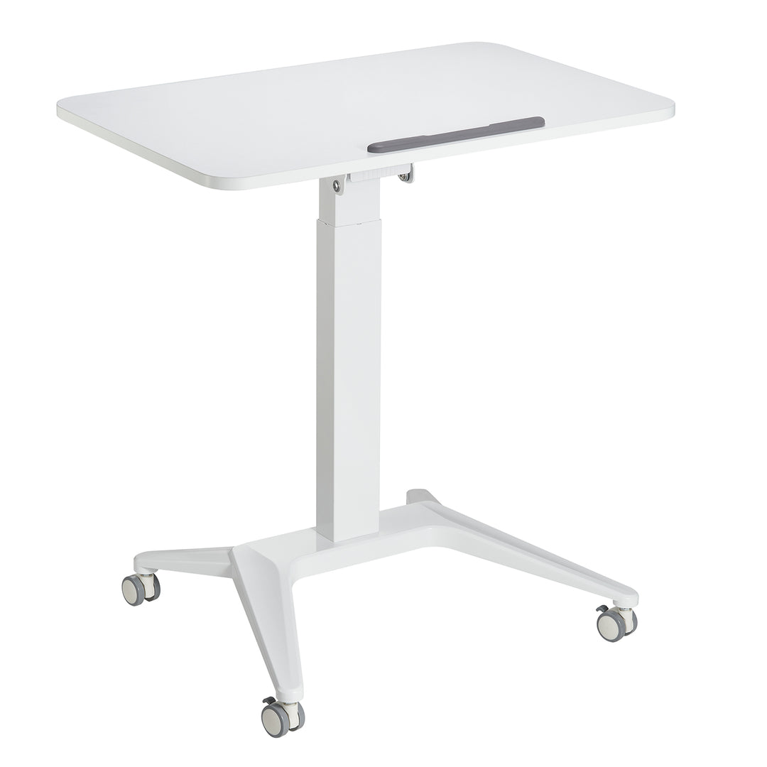 Maclean MC-453W Mesa Escritorio para Portátil, Ajuste Neumático de Altura, 80x52cm, 8kg máx, 109cm h, Color Blanco