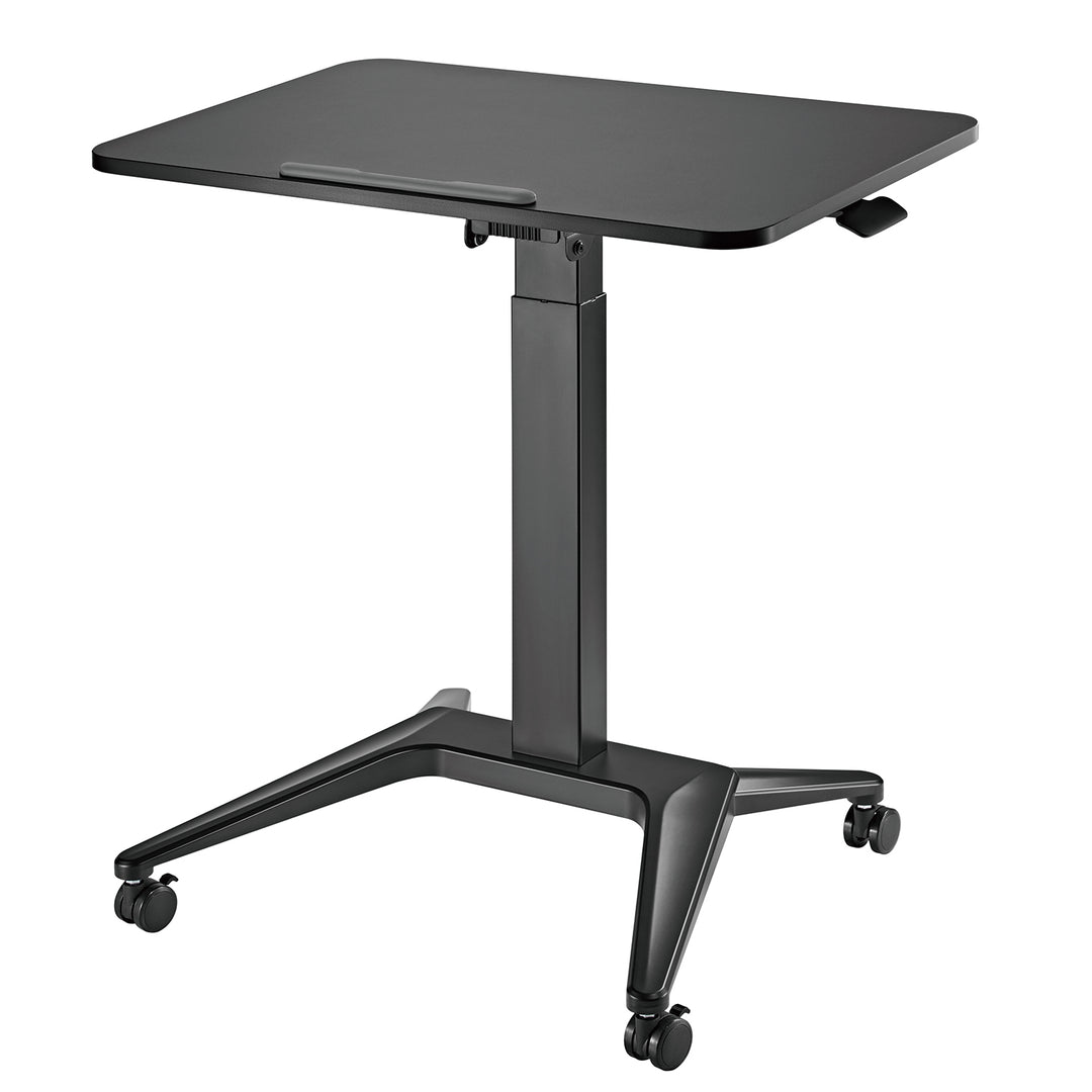 Maclean MC-453B Mesa Escritorio para Portátil, Ajuste Neumático de Altura, 80x52cm, 8kg máx, 109cm h, Color Negro