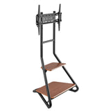 Maclean MC-455 Soporte Esquinero Independiente para TV, Estilo Bauhaus, Estantes de Madera de Dos Niveles, 40 kg máx., 37-75''