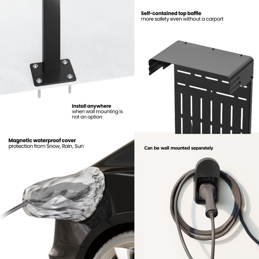 Maclean MCE456 Soporte Externo para Cargadores de Vehículos Eléctricos y PHEV, Acero, máx. 15 kg