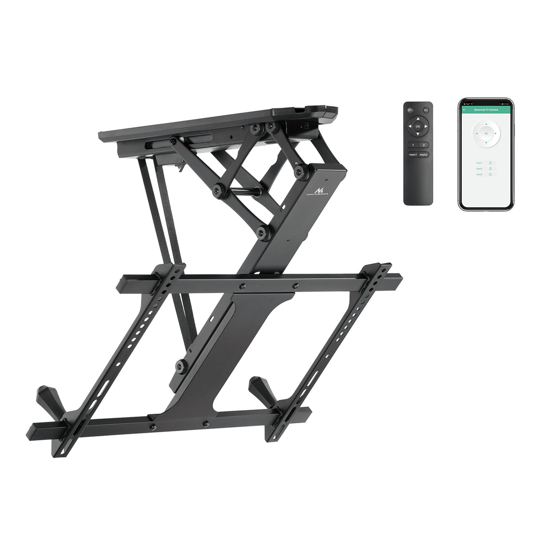 Maclean MC-880T - Soporte eléctrico inclinable para TV (32-70", con control por aplicación, para techo inclinado, incluye mando a distancia hasta 35 kg, VESA 600 x 400 cm)