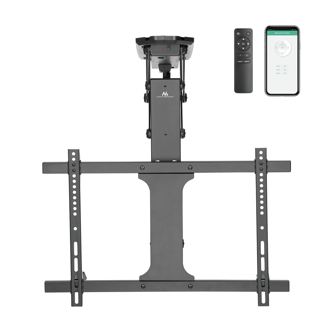 Maclean MC-880T - Soporte eléctrico inclinable para TV (32-70", con control por aplicación, para techo inclinado, incluye mando a distancia hasta 35 kg, VESA 600 x 400 cm)