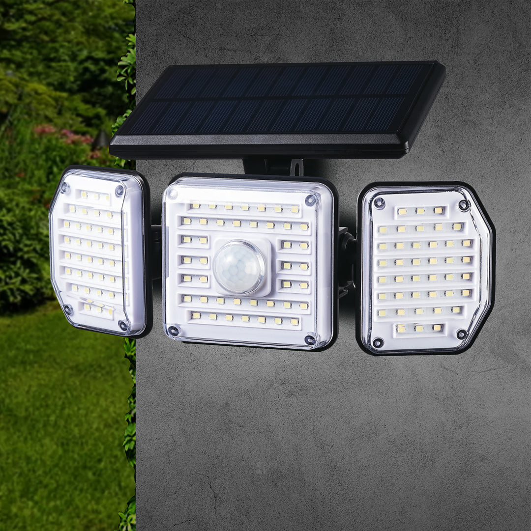 Maclean MCE615 Lâmpada de parede externa Lâmpada solar com sensor de movimento IP65 4W 320lm 122 LEDs SMD 4000K Branco neutro Iluminação externa 3 modos de iluminação Sensor crepuscular