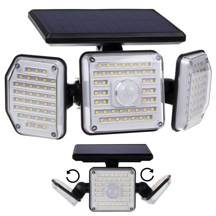 Maclean MCE615 Lâmpada de parede externa Lâmpada solar com sensor de movimento IP65 4W 320lm 122 LEDs SMD 4000K Branco neutro Iluminação externa 3 modos de iluminação Sensor crepuscular