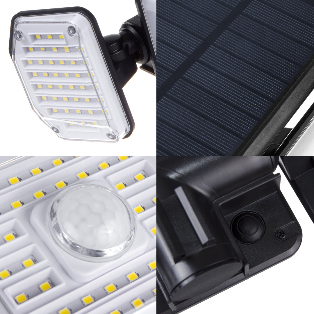 Maclean MCE615 Lámpara de Pared Exterior Lámpara Solar con Sensor de Movimiento IP65 4W 320lm 122 LED SMD 4000K Blanco Neutro Iluminación Exterior 3 Modos de Iluminación Sensor de Crepúsculo