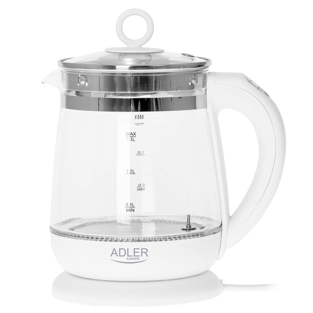 Chaleira de vidro de 1,5 L com cafeteira e controle de temperatura Adler AD 1299