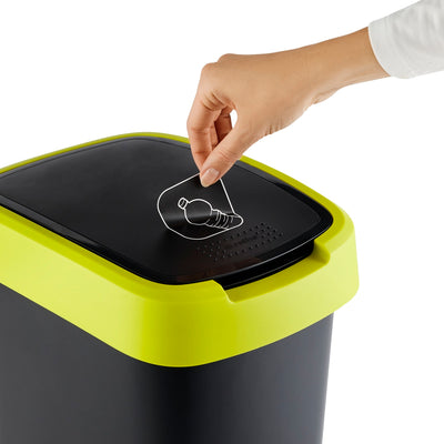 Cubo de basura Papelera Rotho Twist 10L negro y verde lima