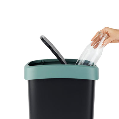 Cubo de Basura Papelera Rotho Twist 25L negro/verde oscuro