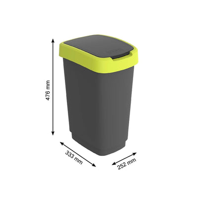 Cubo de basura Papelera Rotho Twist 25L negro y verde lima