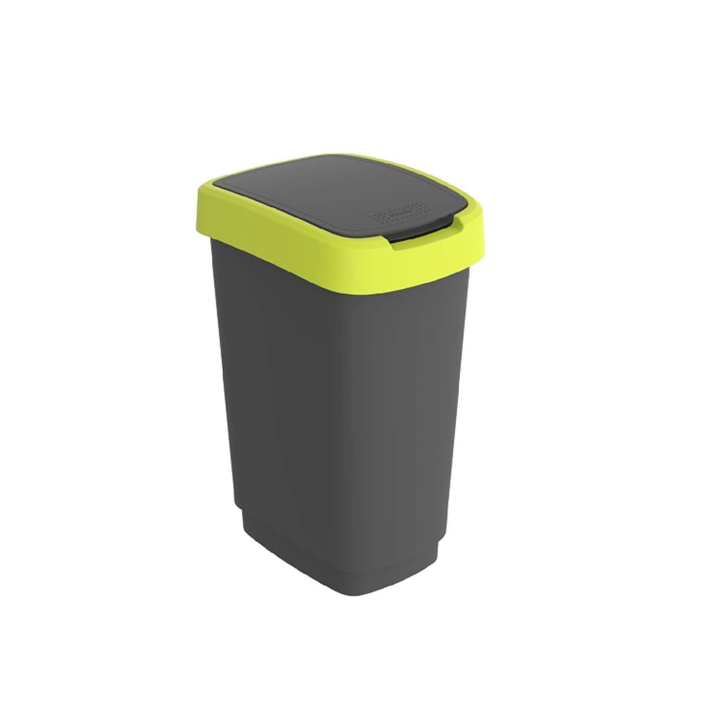 Cubo de basura Papelera Rotho Twist 25L negro y verde lima