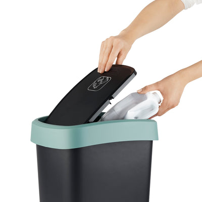 Papelera abatible Rotho Twist 50L negro/verde oscuro