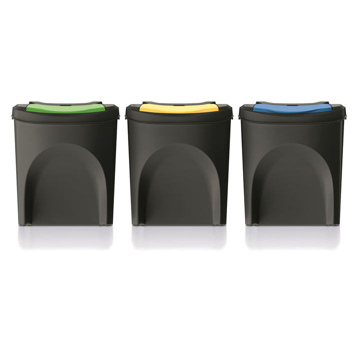 Juego de cubos de reciclaje Keden Sortibox 3x25L negro