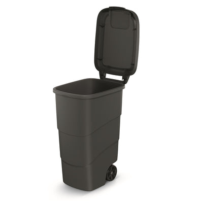 Cubo de Basura Wheeler 90L con Ruedas y Tapa Cubo de Basura Grande Cubo de Basura Universal Plástico Negro