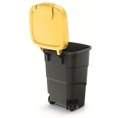 Cubo de Basura Wheeler 95L con Ruedas y Tapa Cubo de Basura Grande Cubo de Basura Universal de Plástico (Amarillo)