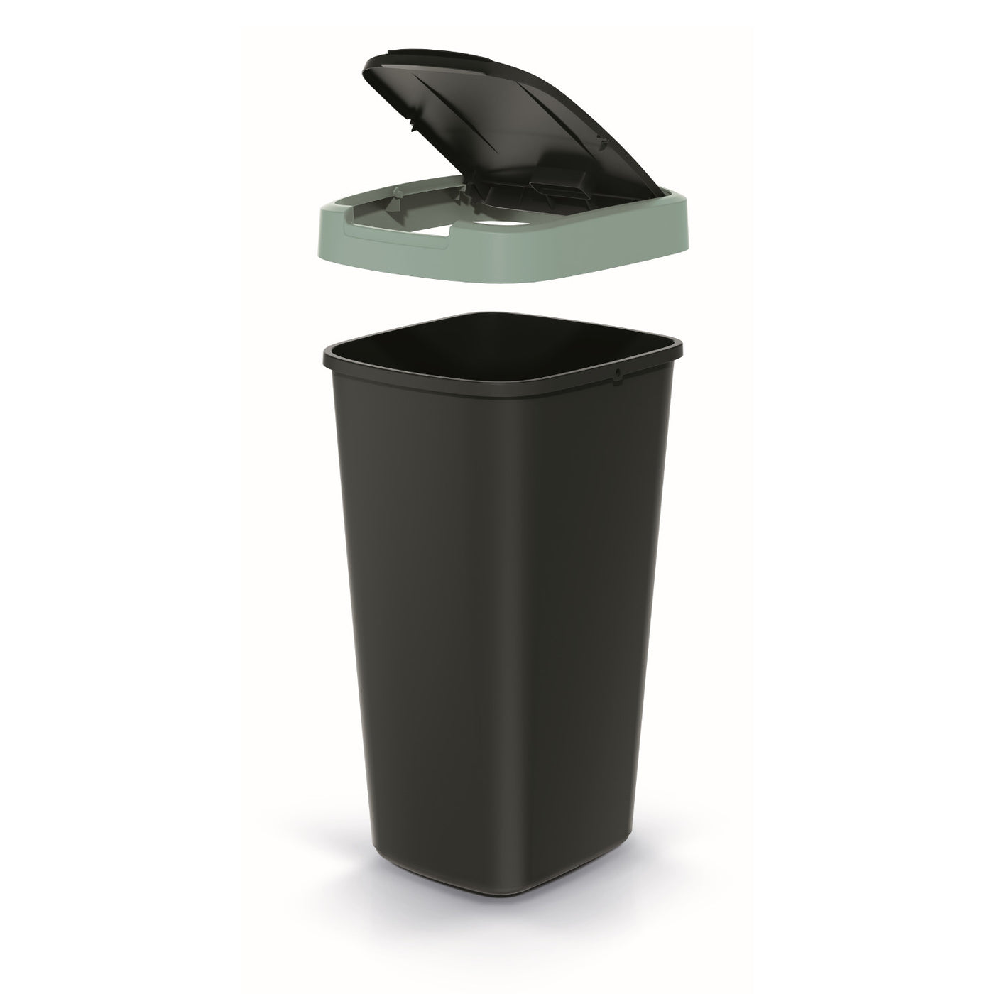 KEDEN COMPACTA Q Papelera de 25 litros NSAB25-5575C - negra con marco verde