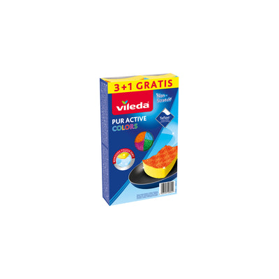 Conjunto de 4 esponjas de cores diferentes - Vileda Pur Active Colors