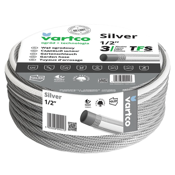 Manguera de jardín Vartco Silver TFS 1/2" de 3 capas 20m