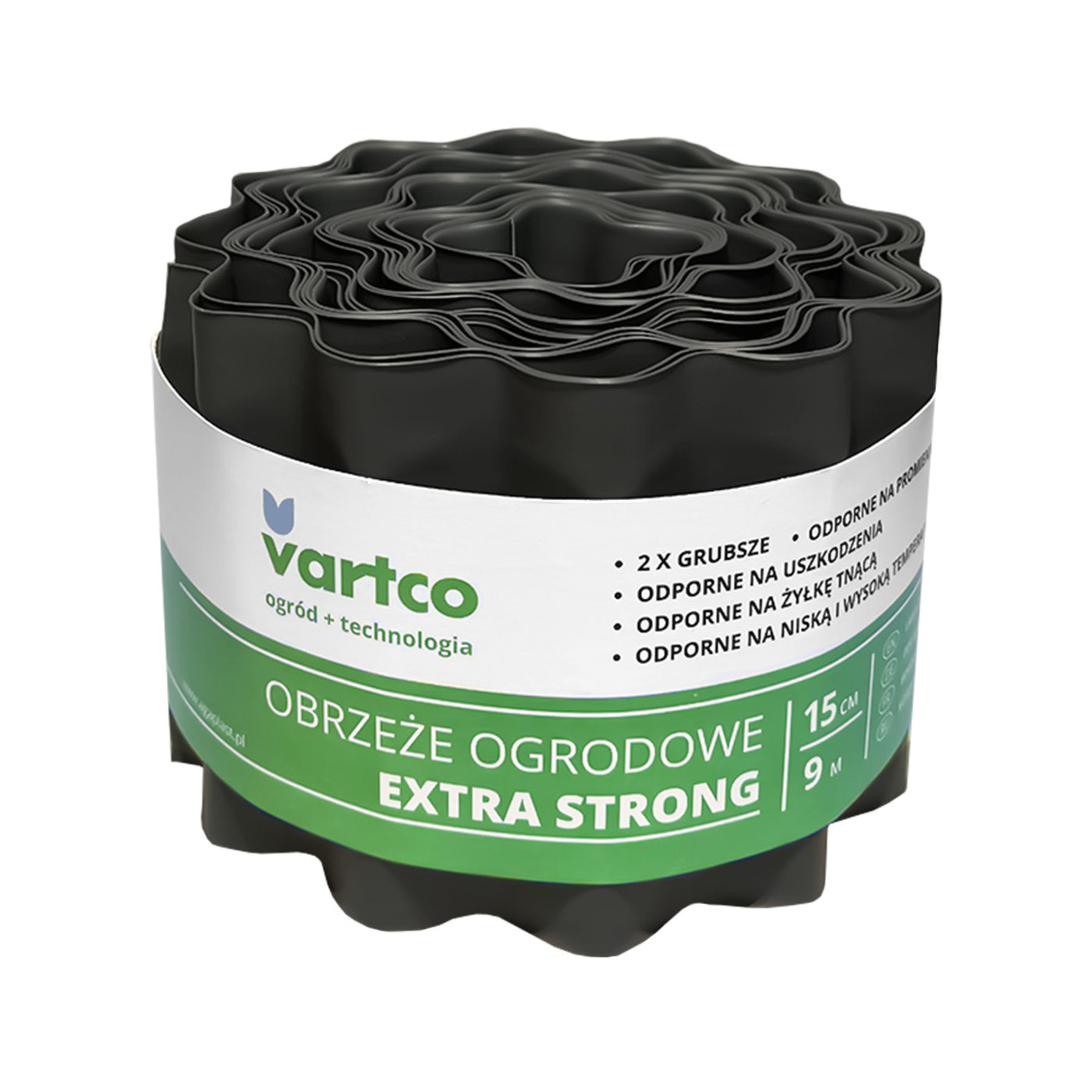 Borda de jardim ondulada 15cm x9m Vartco Extra Strong grafite